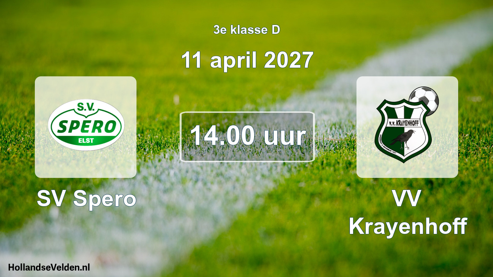 Geplande wedstrijd: SV Spero - VV Krayenhoff (11 april 2027)