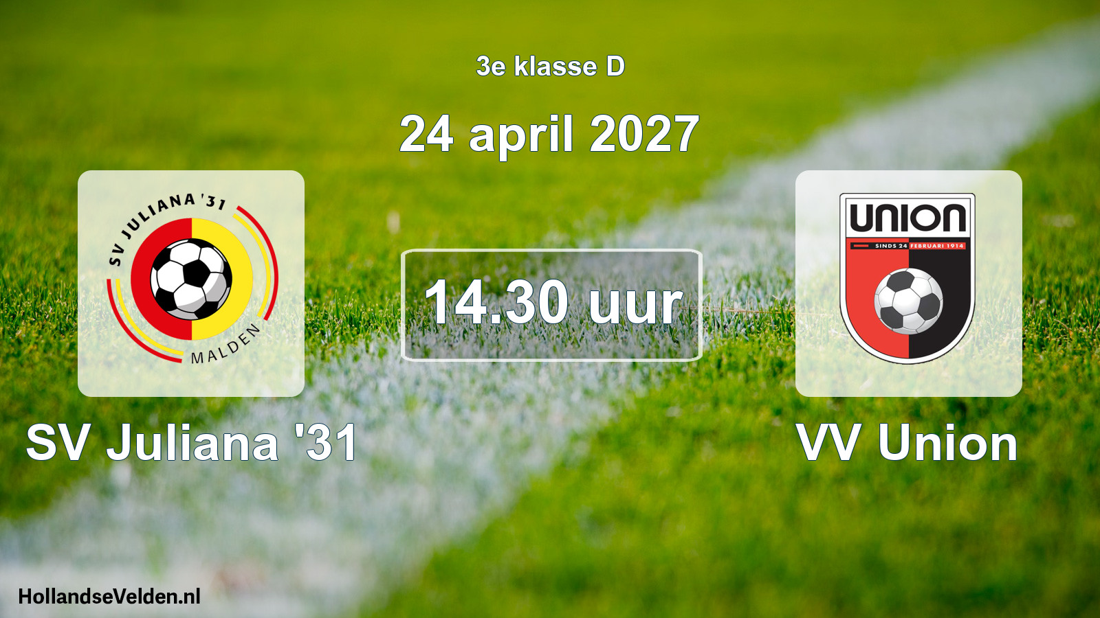 Geplande wedstrijd: SV Juliana '31 - VV Union (24 april 2027)