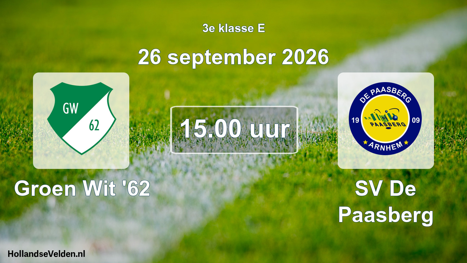 Geplande wedstrijd: Groen Wit '62 - SV De Paasberg (26 september 2026)