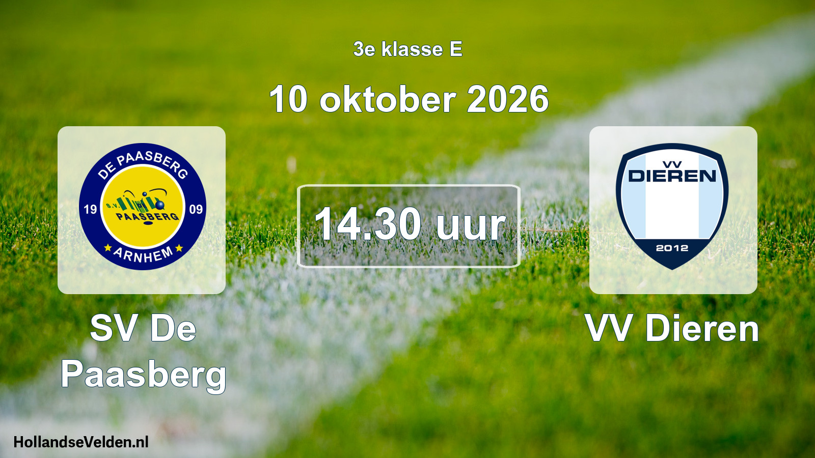 Geplande wedstrijd: SV De Paasberg - VV Dieren (10 oktober 2026)
