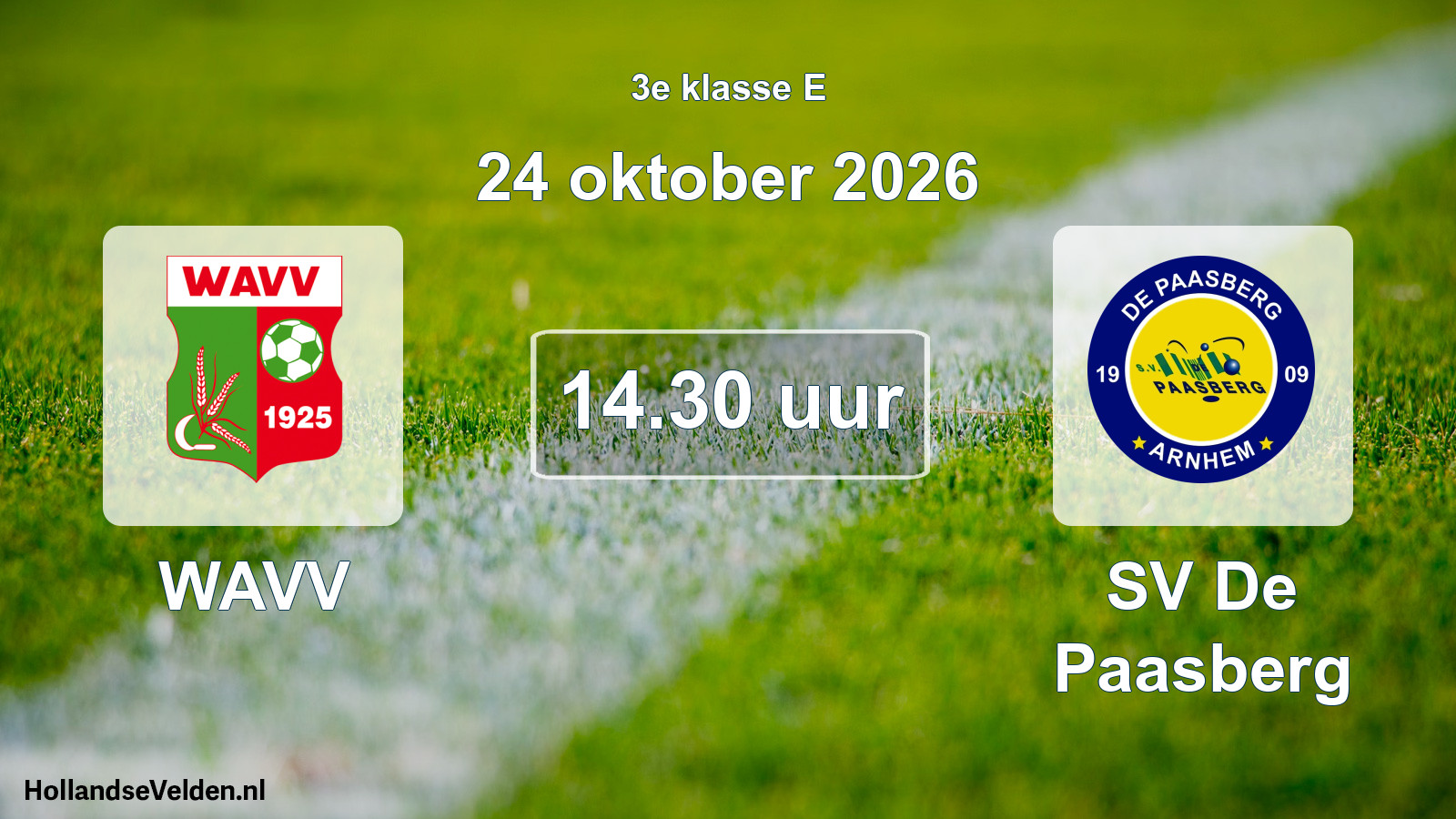 Geplande wedstrijd: WAVV - SV De Paasberg (24 oktober 2026)