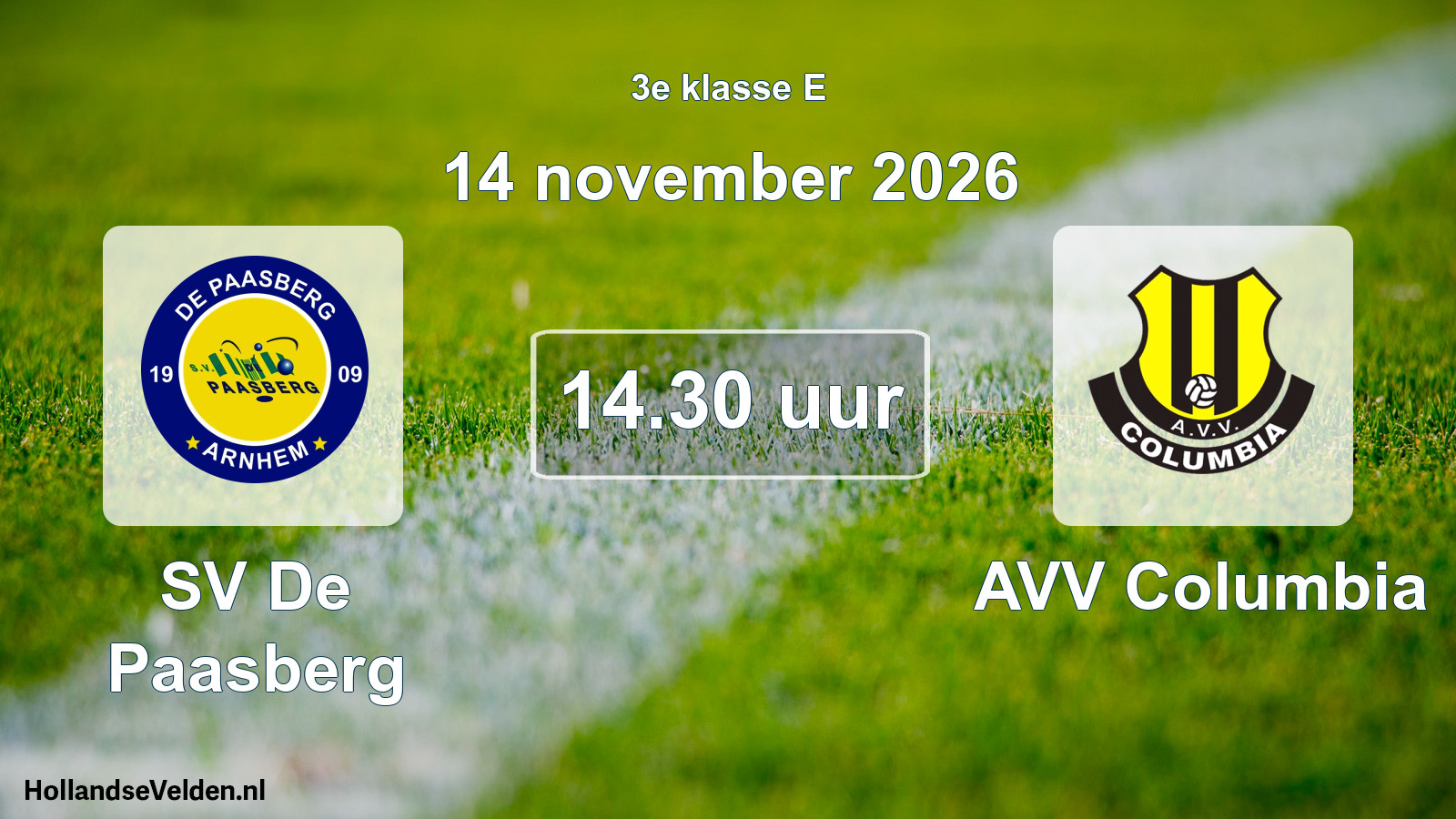 Geplande wedstrijd: SV De Paasberg - AVV Columbia (14 november 2026)