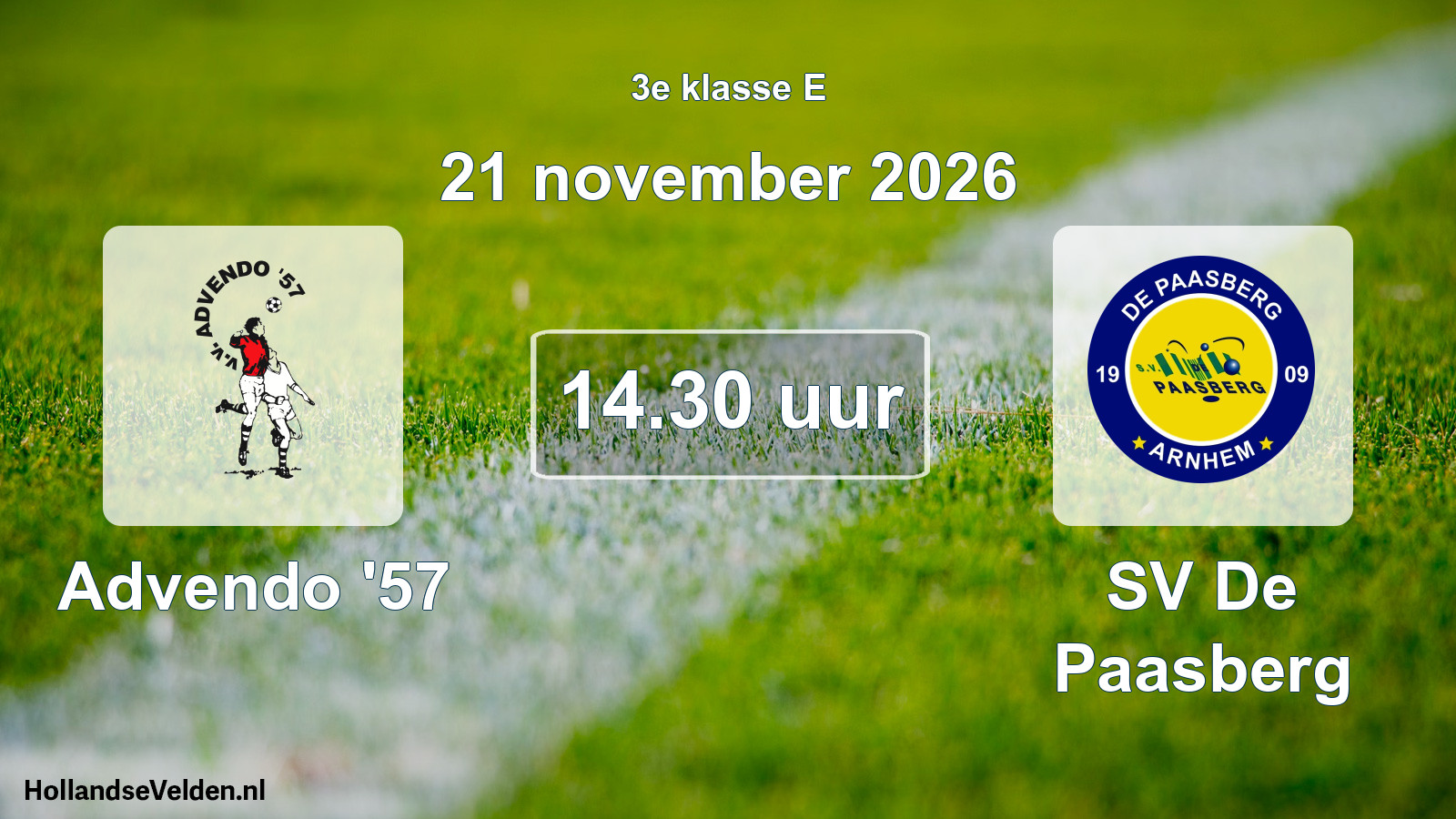 Geplande wedstrijd: Advendo '57 - SV De Paasberg (21 november 2026)