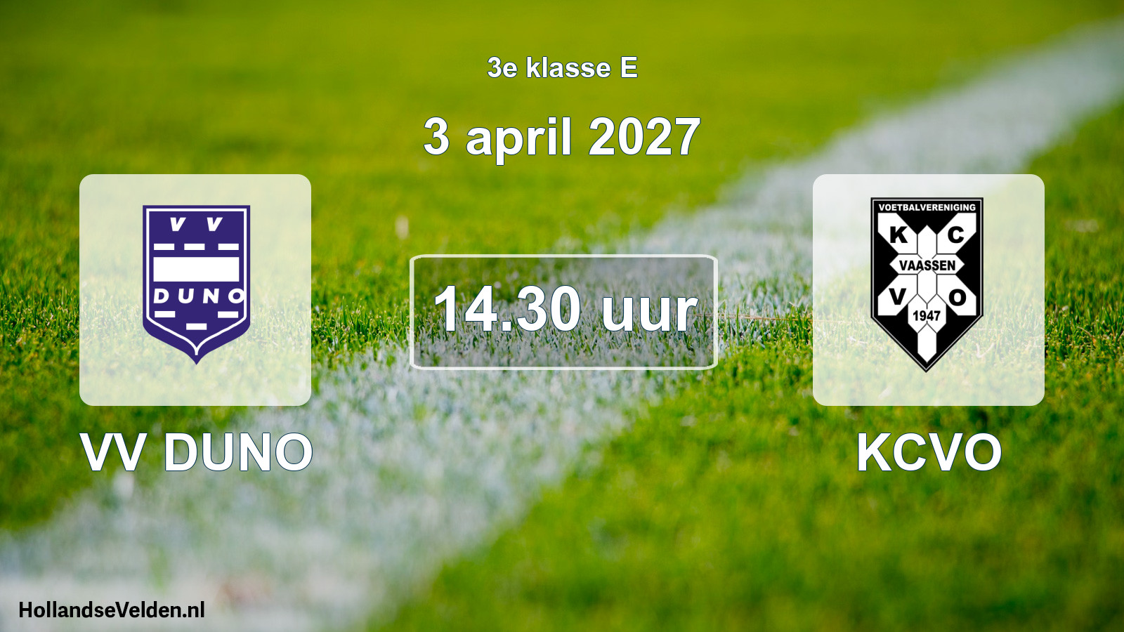Geplande wedstrijd: VV DUNO - KCVO (3 april 2027)