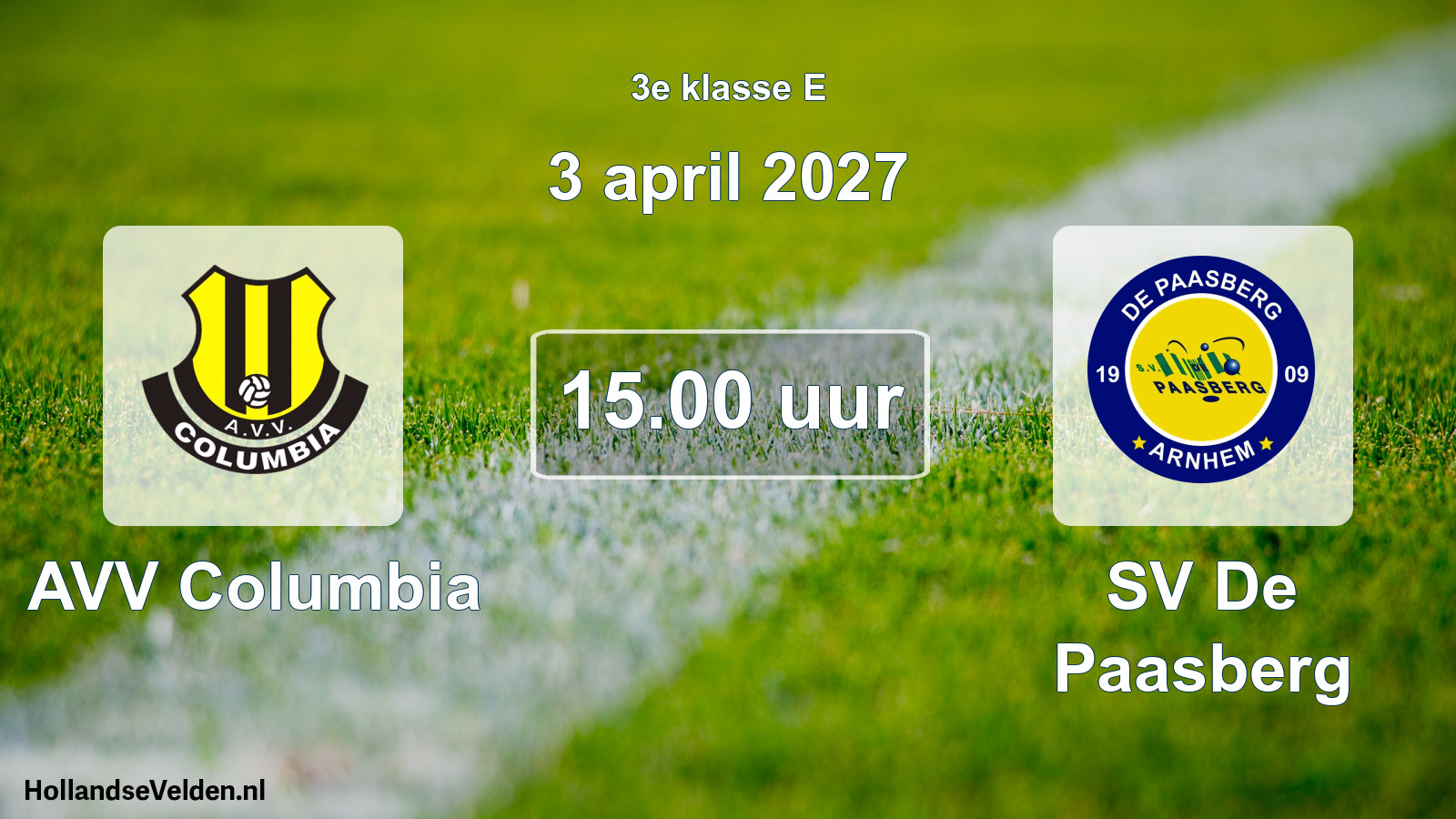 Geplande wedstrijd: AVV Columbia - SV De Paasberg (3 april 2027)
