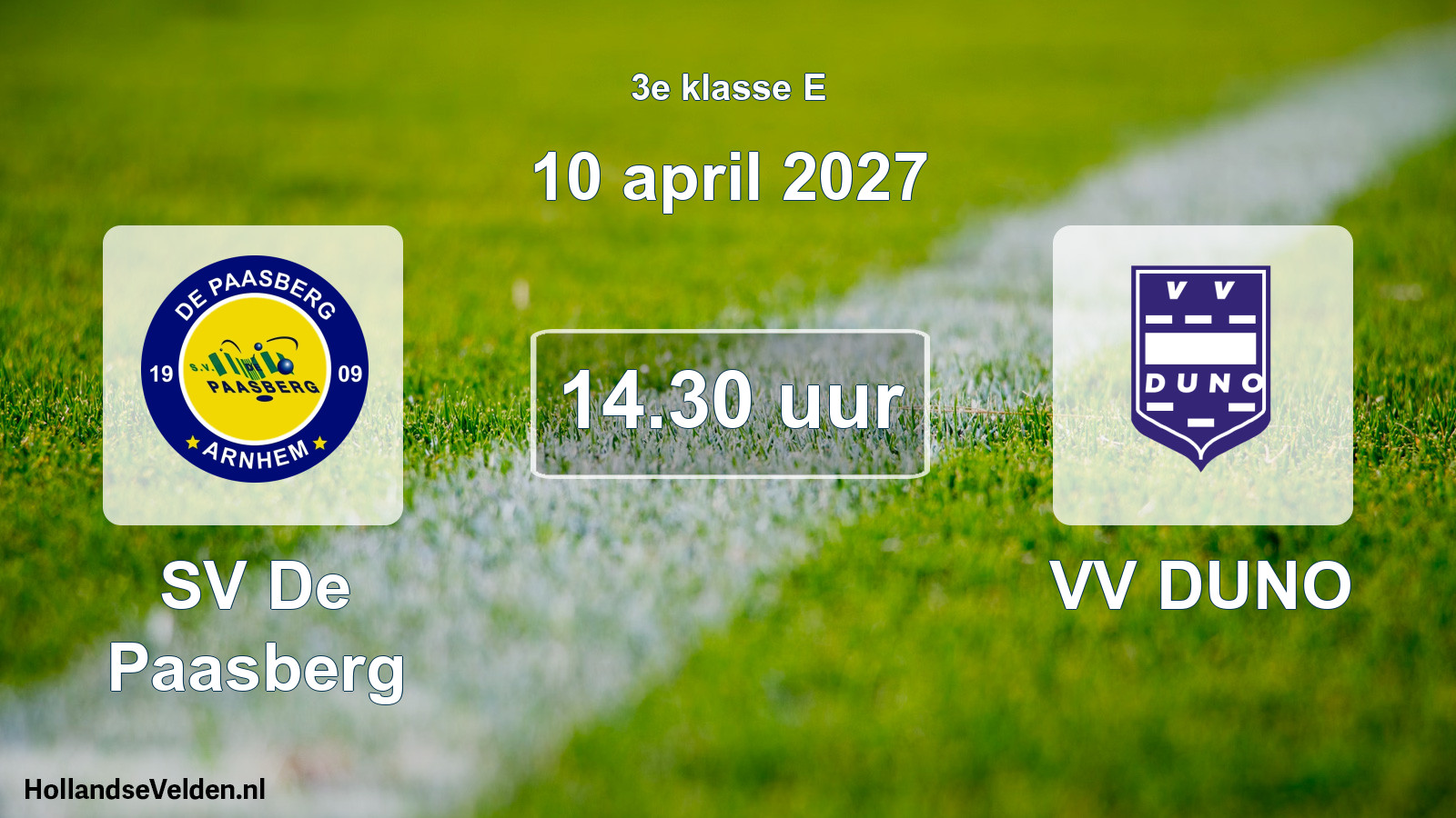 Geplande wedstrijd: SV De Paasberg - VV DUNO (10 april 2027)