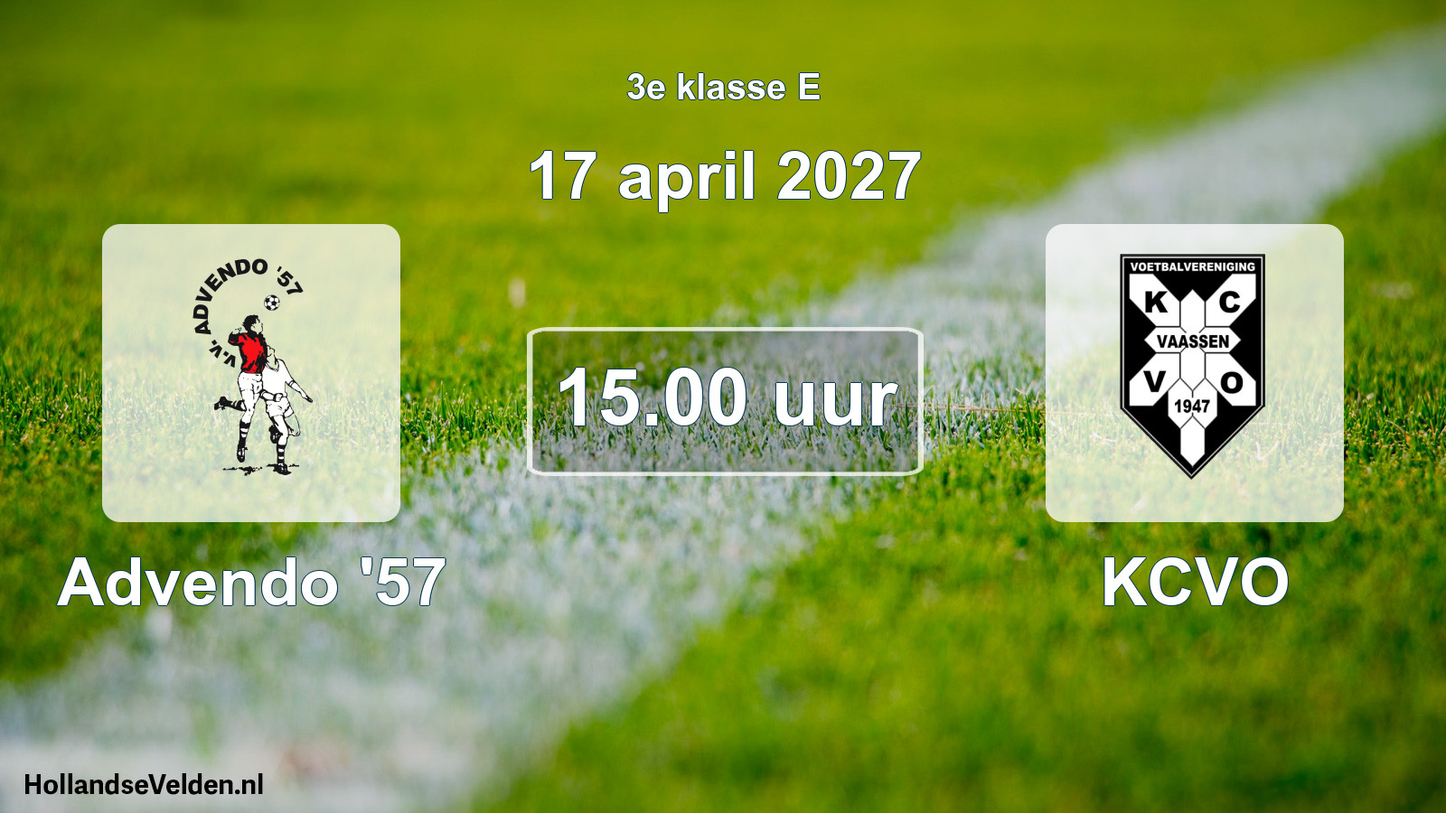 Geplande wedstrijd: Advendo '57 - KCVO (17 april 2027)