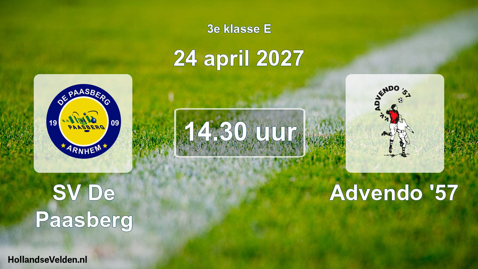Geplande wedstrijd: SV De Paasberg - Advendo '57 (24 april 2027)