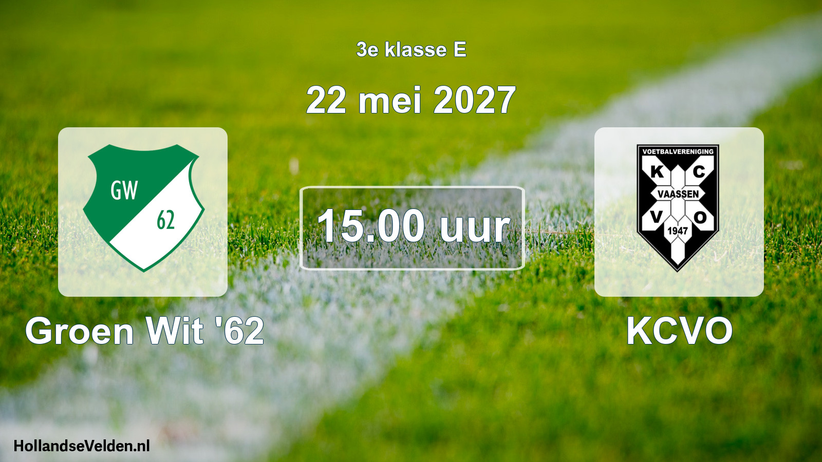 Geplande wedstrijd: Groen Wit '62 - KCVO (22 mei 2027)