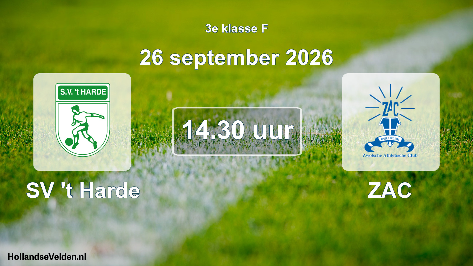 Geplande wedstrijd: SV 't Harde - ZAC (26 september 2026)