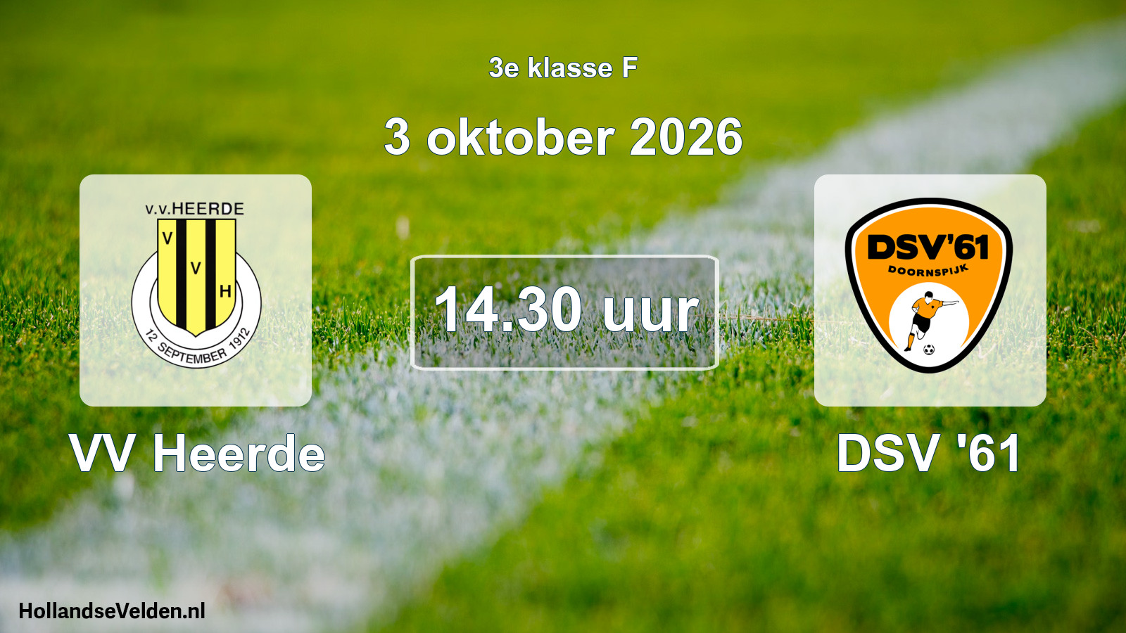 Geplande wedstrijd: VV Heerde - DSV '61 (3 oktober 2026)