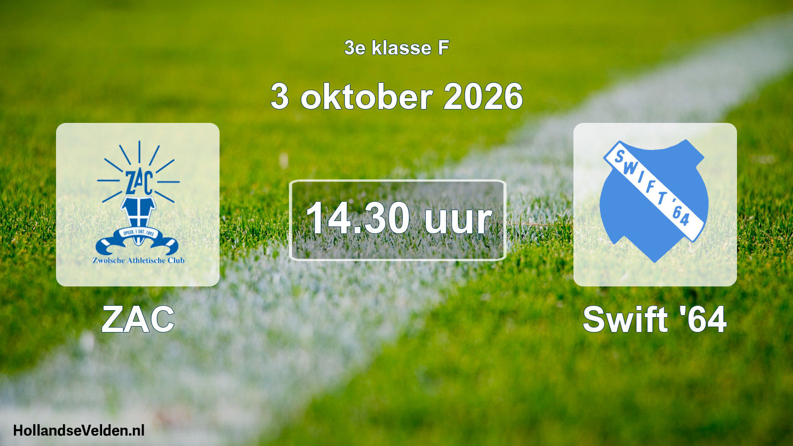 Geplande wedstrijd: ZAC - Swift '64 (3 oktober 2026)