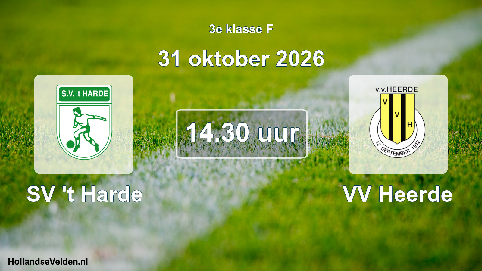 Geplande wedstrijd: SV 't Harde - VV Heerde (31 oktober 2026)