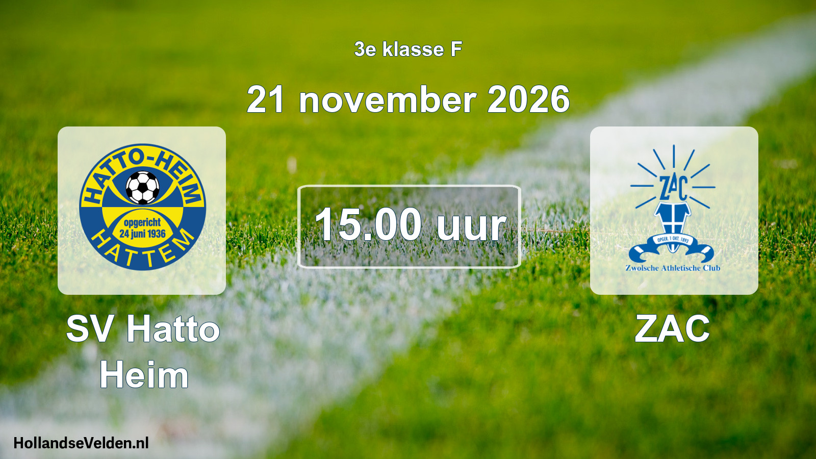 Geplande wedstrijd: SV Hatto Heim - ZAC (21 november 2026)