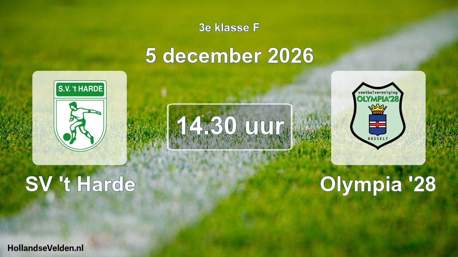 Geplande wedstrijd: SV 't Harde - Olympia '28 (5 december 2026)