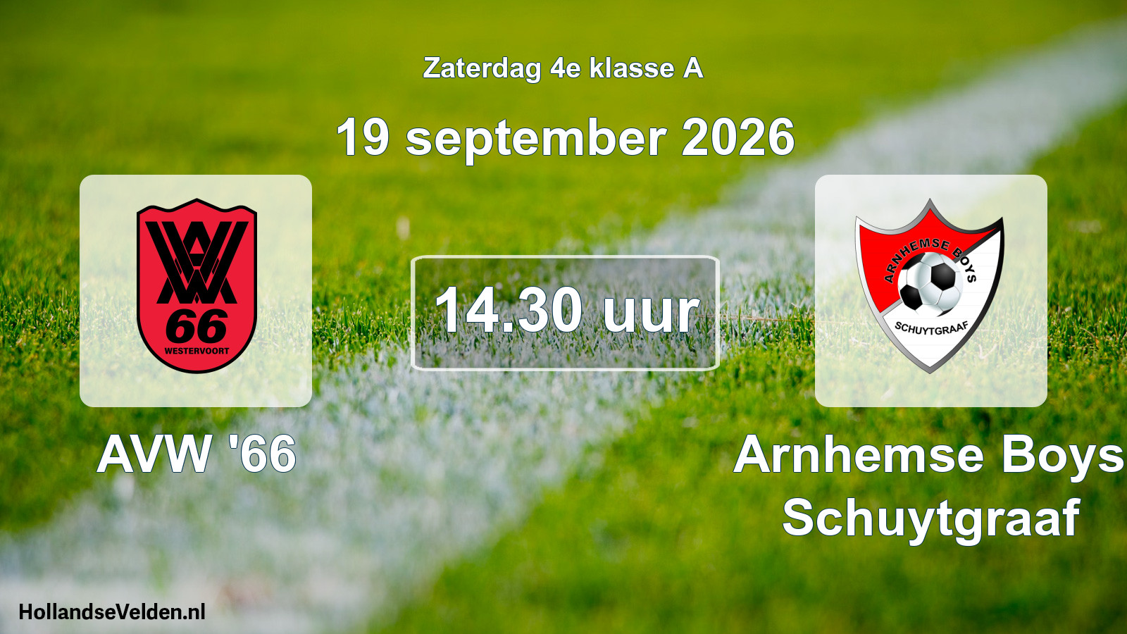 Geplande wedstrijd: AVW '66 - Arnhemse Boys Schuytgraaf (19 september 2026)