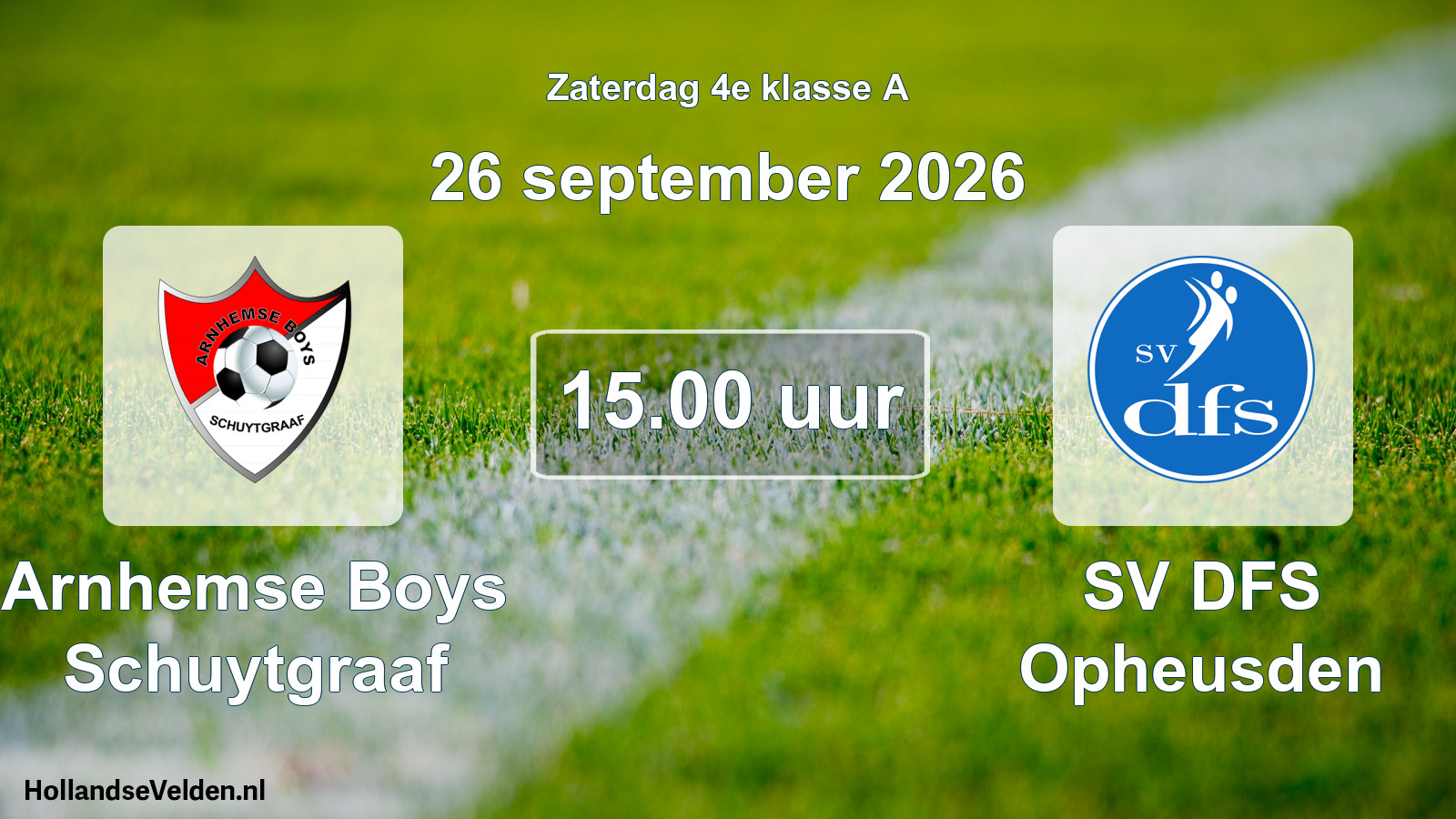 Geplande wedstrijd: Arnhemse Boys Schuytgraaf - SV DFS Opheusden (26 september 2026)