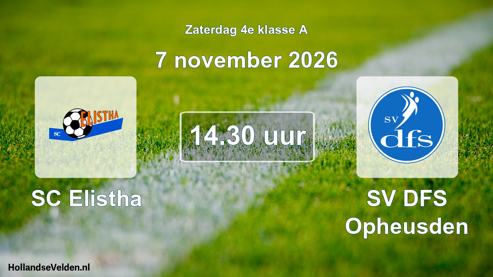 Scheduled Match: SC Elistha - SV DFS Opheusden (7 November 2026)