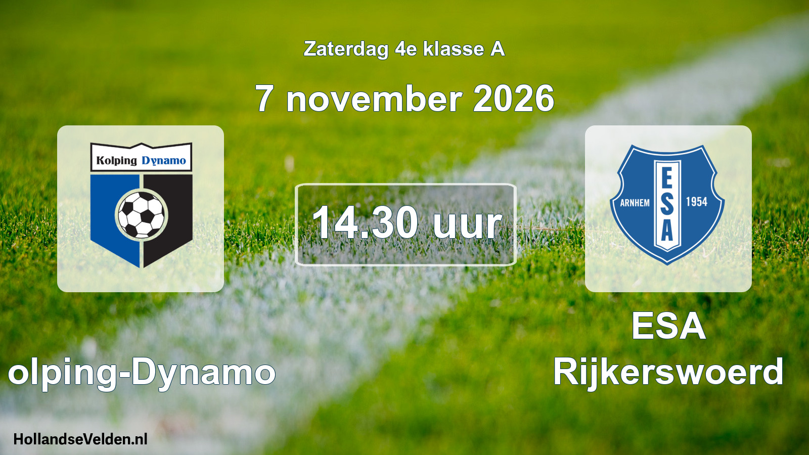 Geplande wedstrijd: Kolping-Dynamo - ESA Rijkerswoerd (7 november 2026)