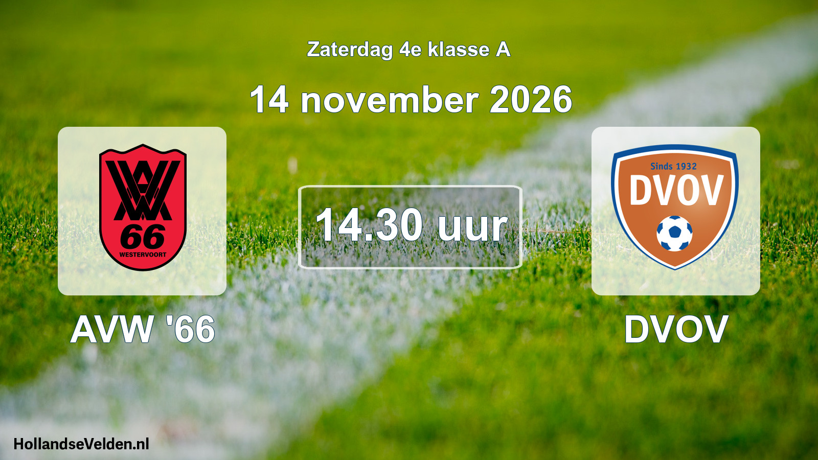 Geplande wedstrijd: AVW '66 - DVOV (14 november 2026)