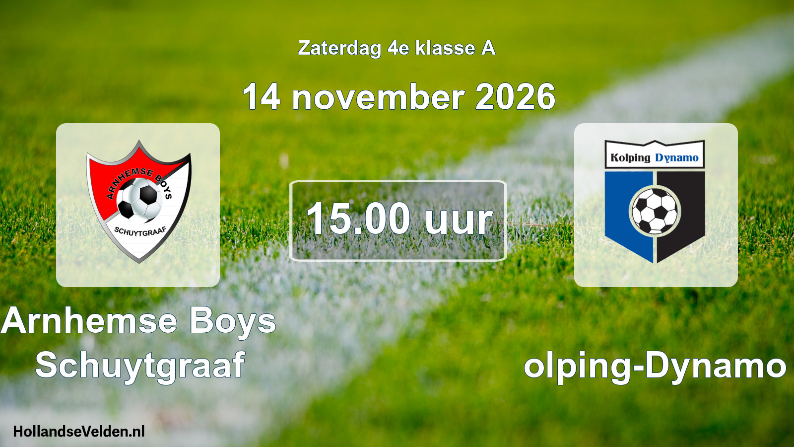 Geplande wedstrijd: Arnhemse Boys Schuytgraaf - Kolping-Dynamo (14 november 2026)