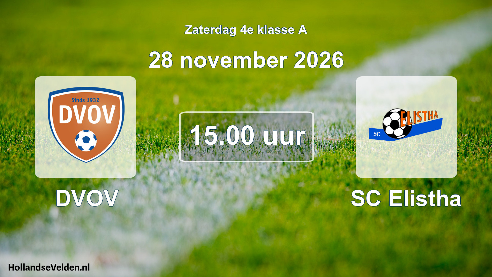 Geplande wedstrijd: DVOV - SC Elistha (28 november 2026)