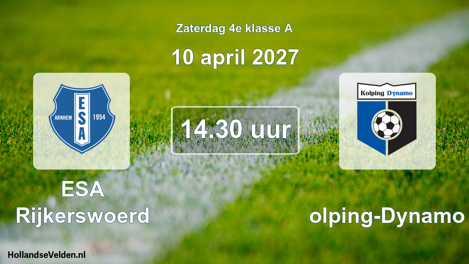 Geplande wedstrijd: ESA Rijkerswoerd - Kolping-Dynamo (10 april 2027)