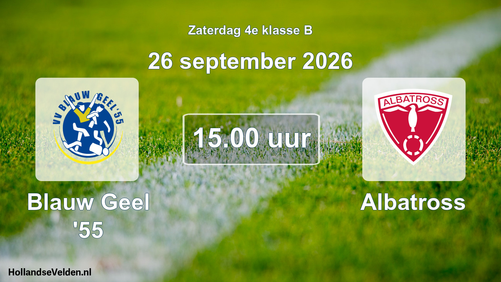 Geplande wedstrijd: Blauw Geel '55 - Albatross (26 september 2026)