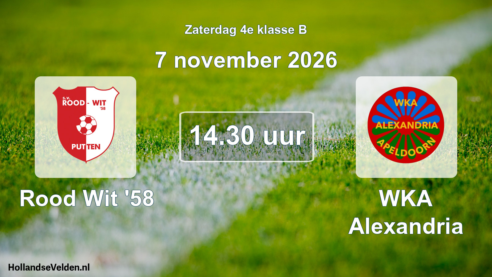 Geplande wedstrijd: Rood Wit '58 - WKA Alexandria (7 november 2026)