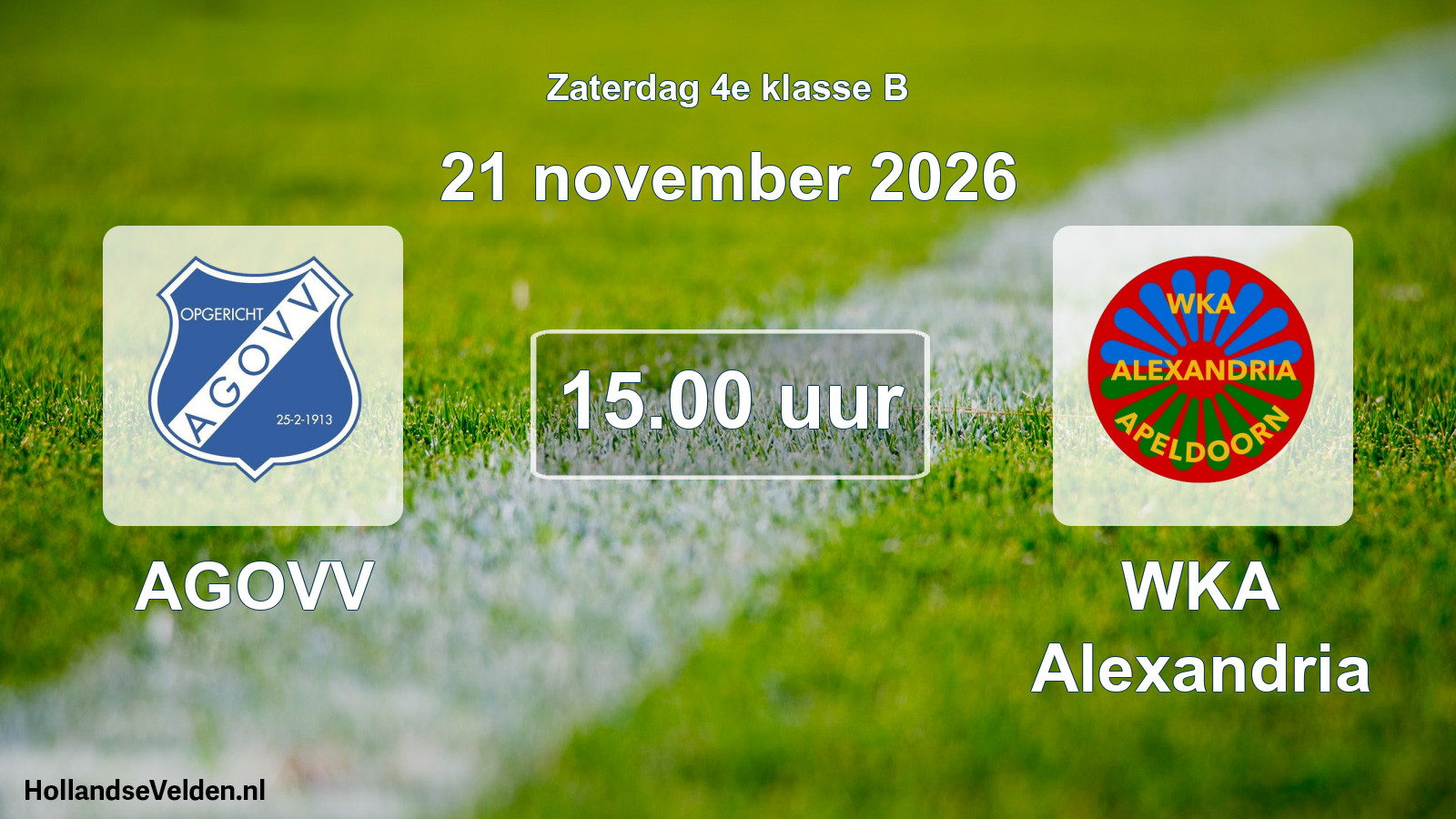 Geplande wedstrijd: AGOVV - WKA Alexandria (21 november 2026)