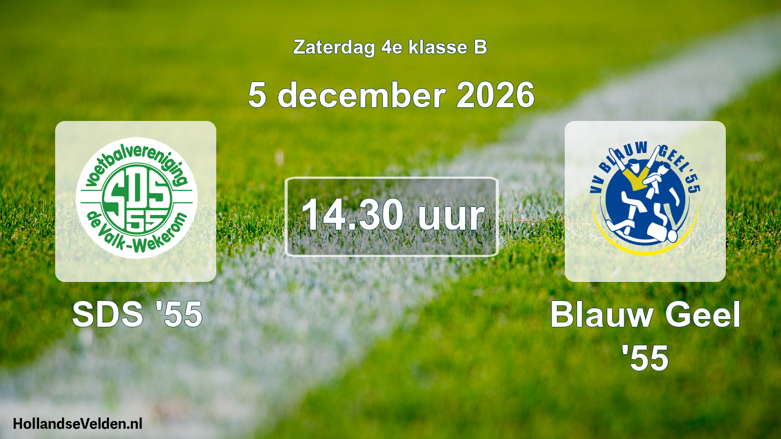Geplande wedstrijd: SDS '55 - Blauw Geel '55 (5 december 2026)