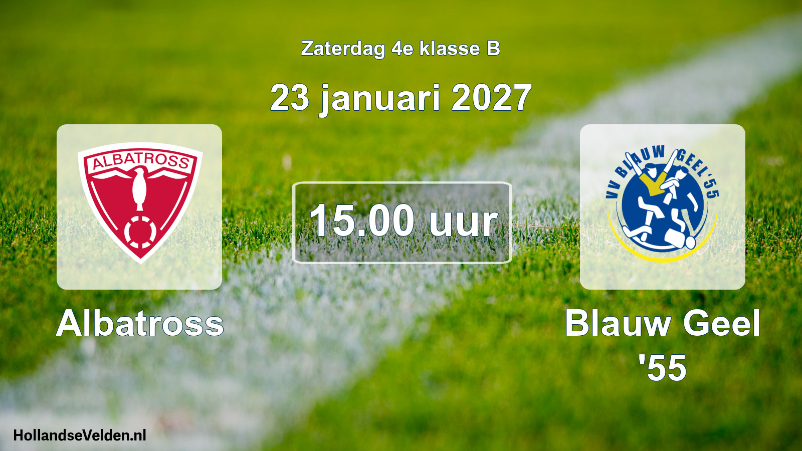 Geplande wedstrijd: Albatross - Blauw Geel '55 (23 januari 2027)