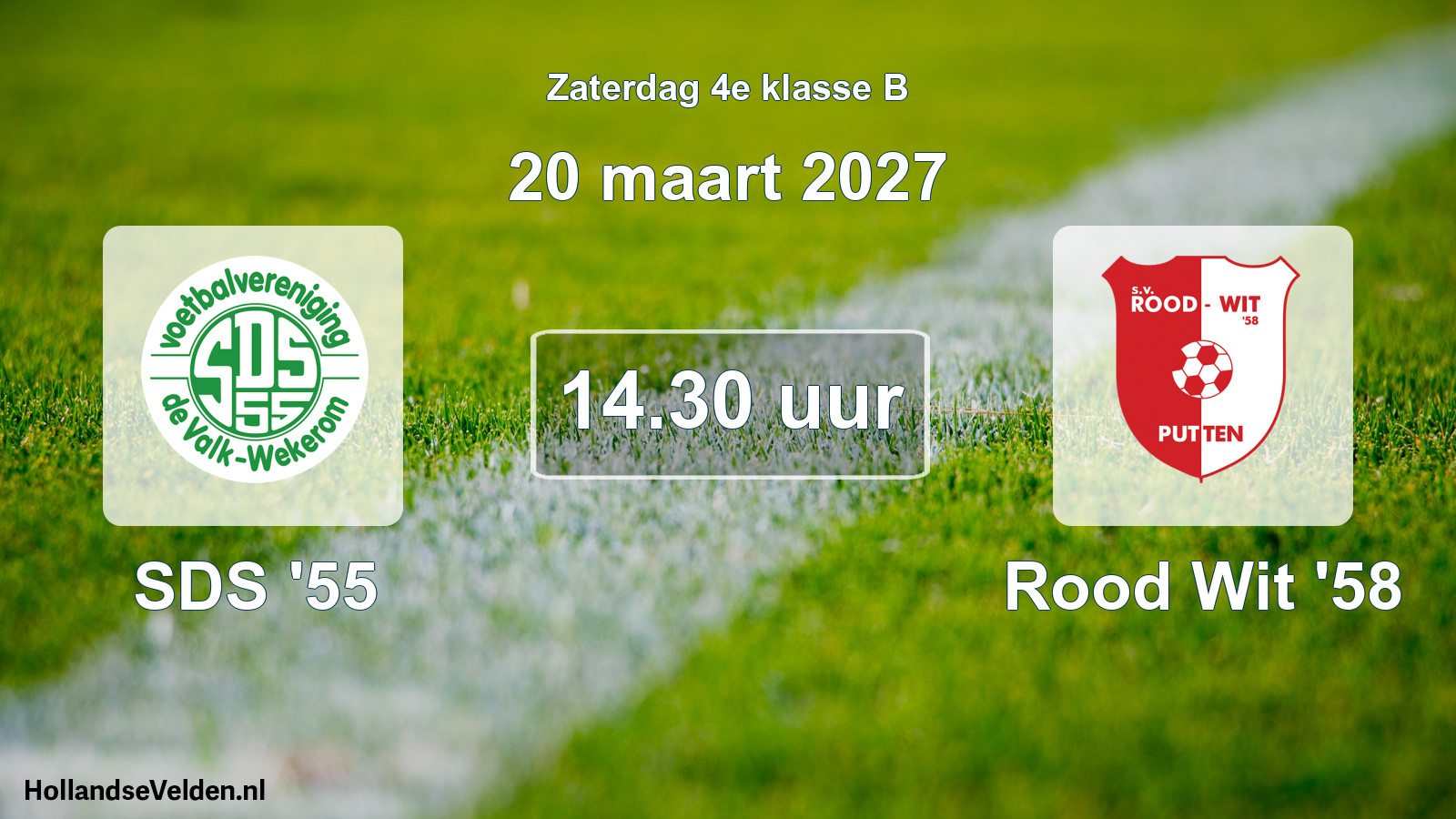 Geplande wedstrijd: SDS '55 - Rood Wit '58 (20 maart 2027)