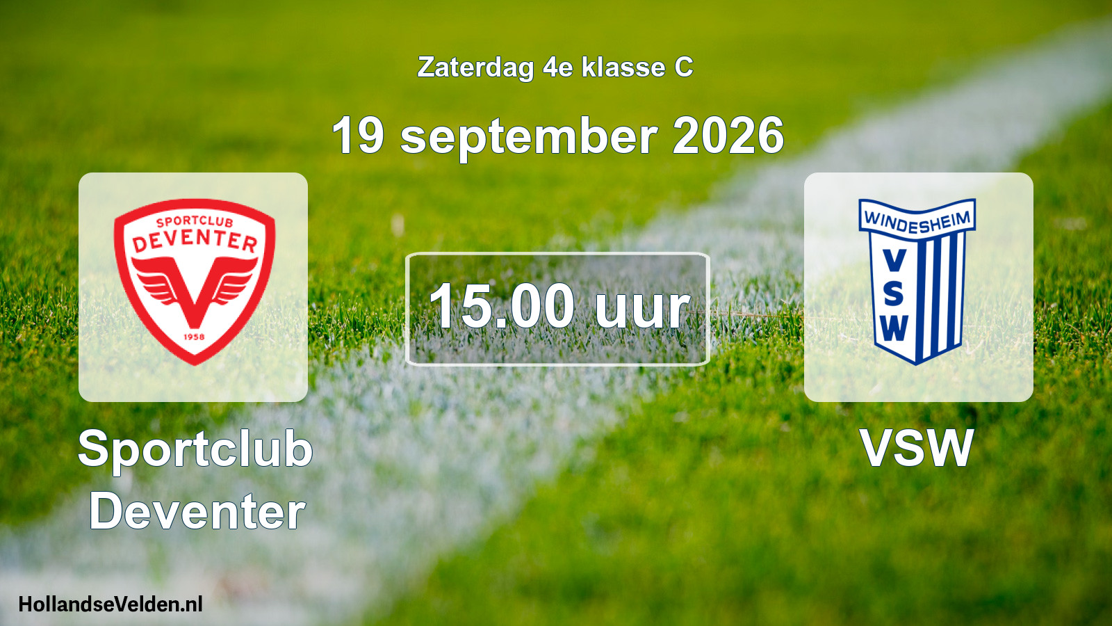 Geplande wedstrijd: Sportclub Deventer - VSW (19 september 2026)