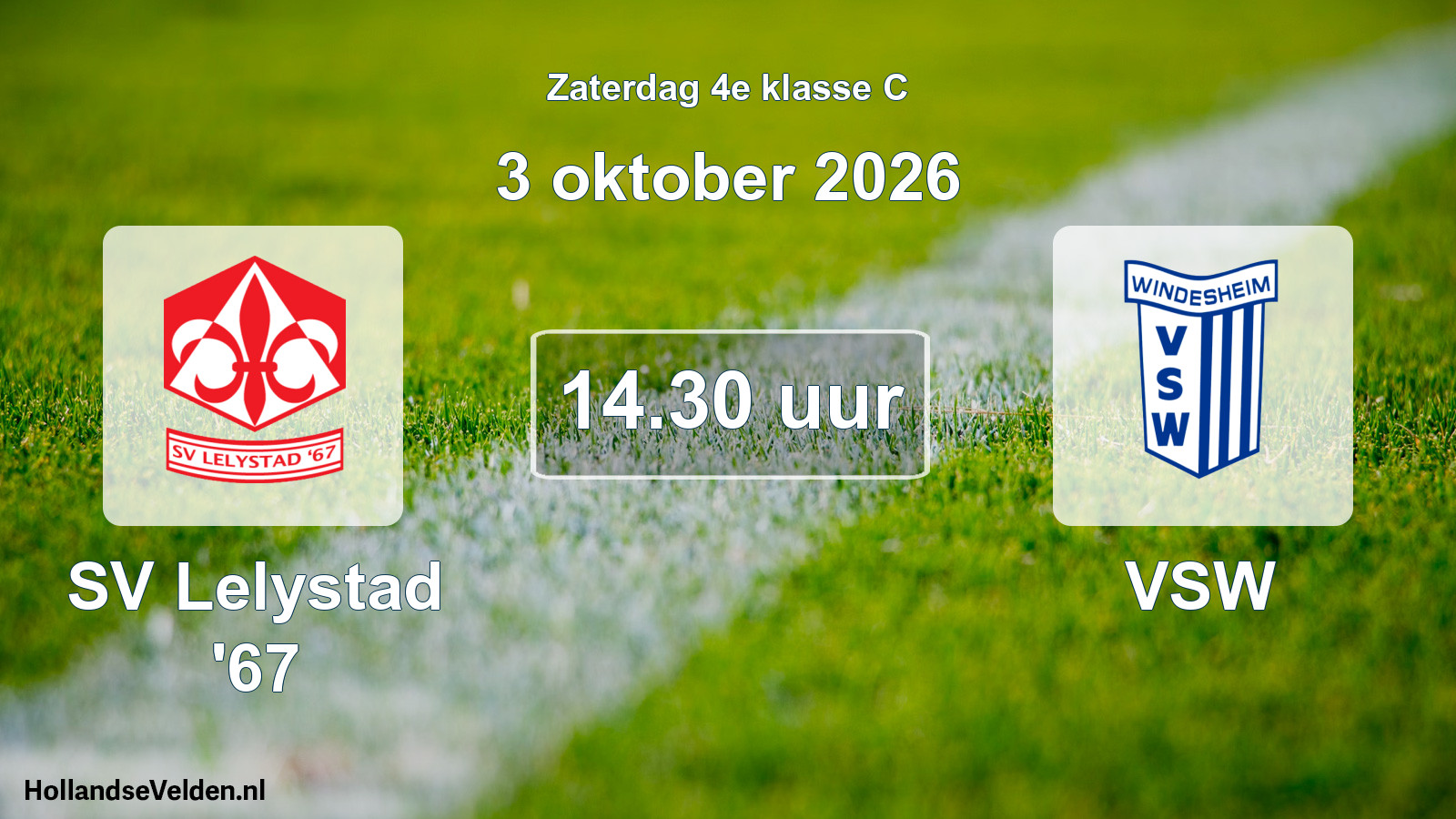 Geplande wedstrijd: SV Lelystad '67 - VSW (3 oktober 2026)