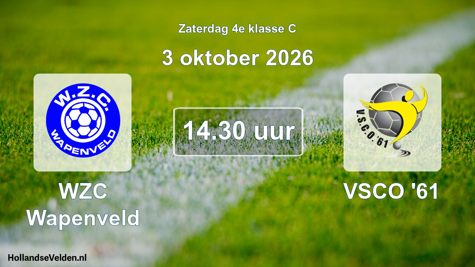 Geplande wedstrijd: WZC Wapenveld - VSCO '61 (3 oktober 2026)