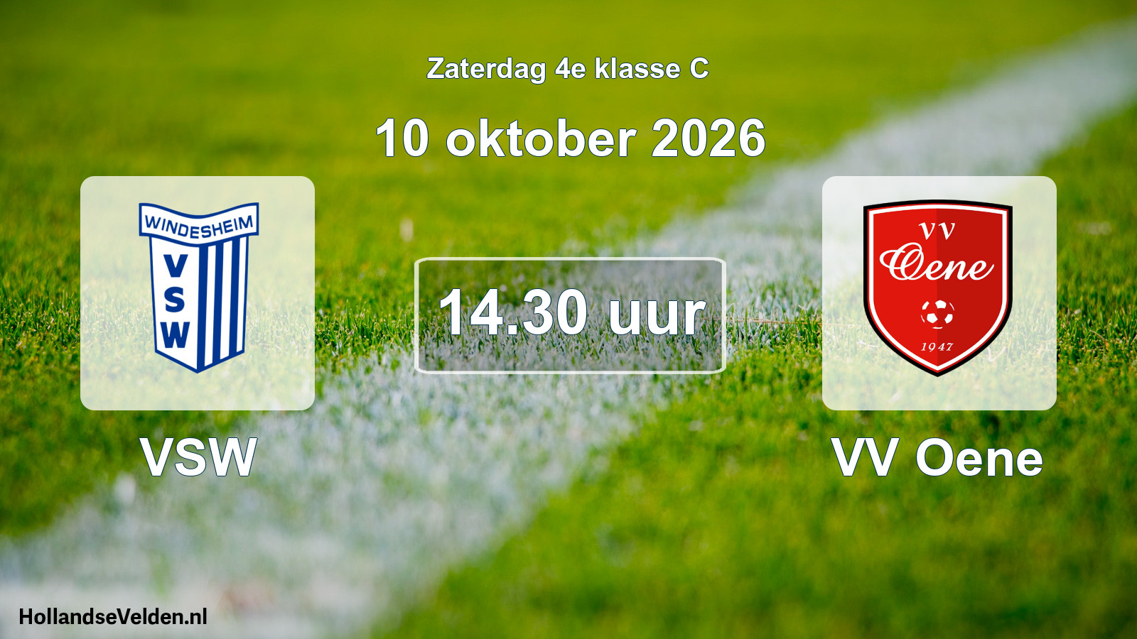 Geplande wedstrijd: VSW - VV Oene (10 oktober 2026)
