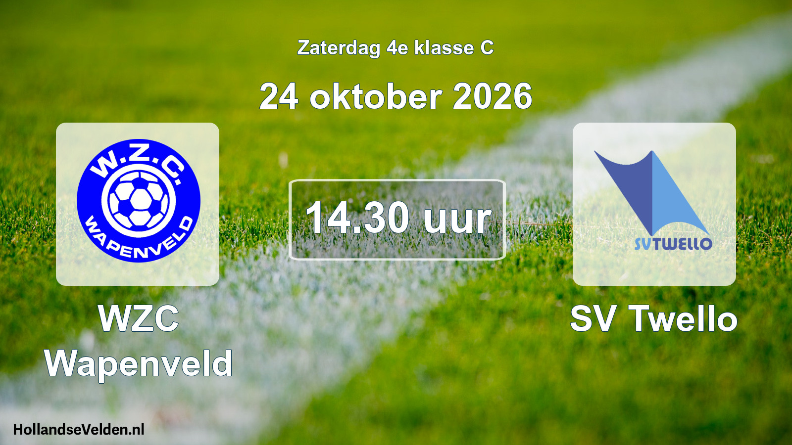 Geplande wedstrijd: WZC Wapenveld - SV Twello (24 oktober 2026)