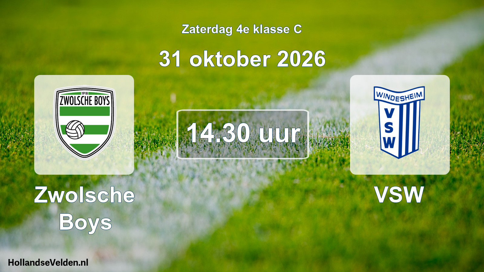 Geplande wedstrijd: Zwolsche Boys - VSW (31 oktober 2026)