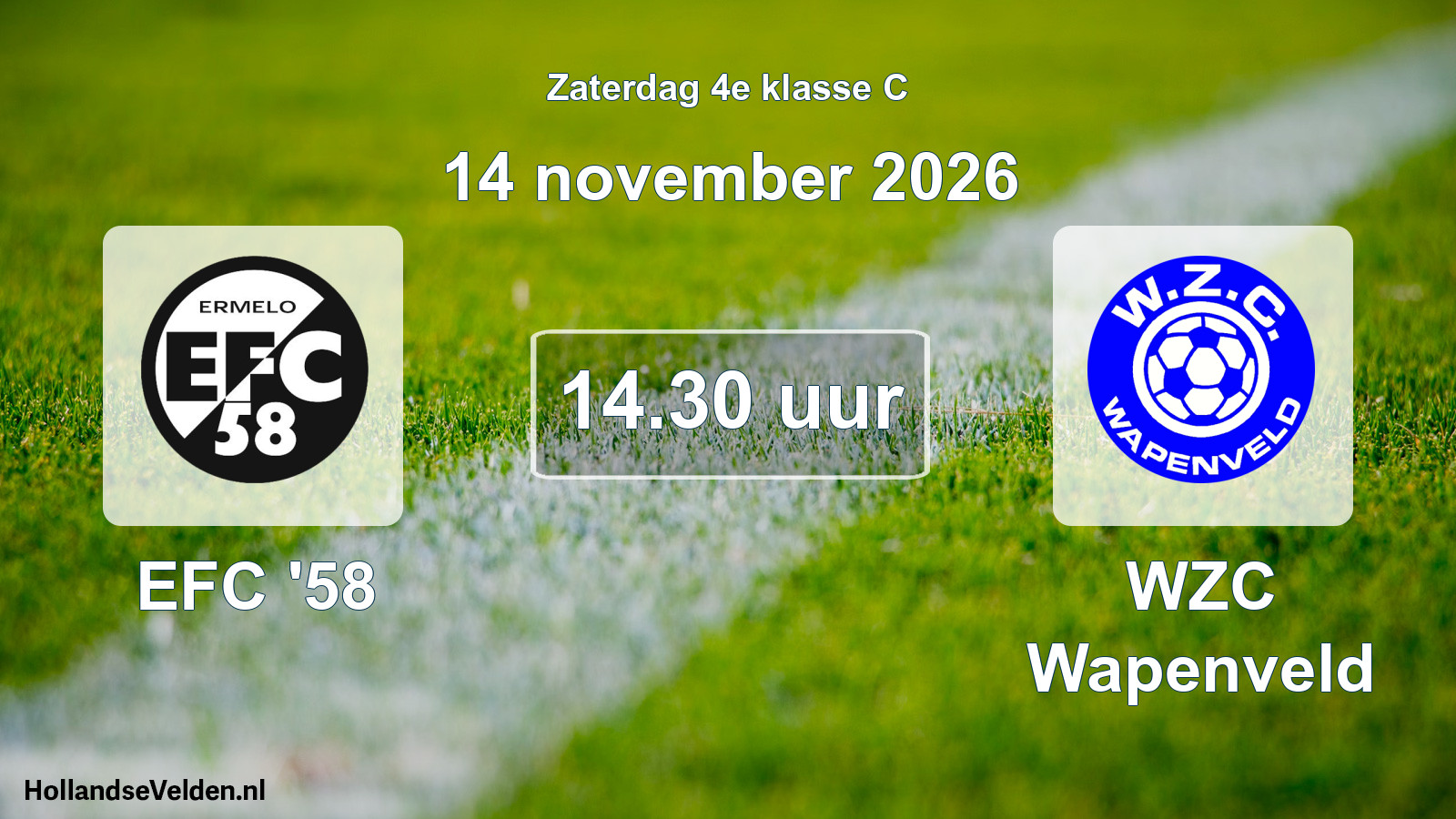 Geplande wedstrijd: EFC '58 - WZC Wapenveld (14 november 2026)