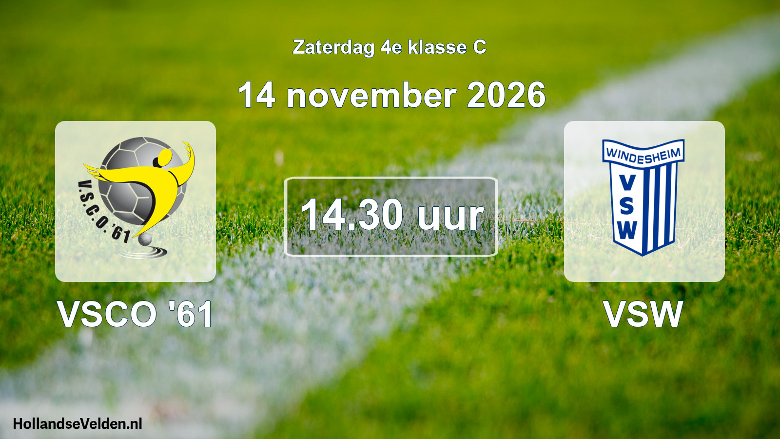 Geplande wedstrijd: VSCO '61 - VSW (14 november 2026)