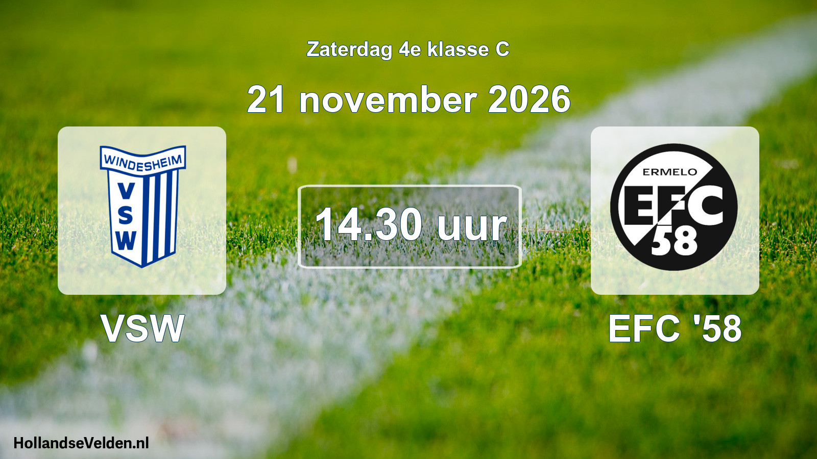 Geplande wedstrijd: VSW - EFC '58 (21 november 2026)