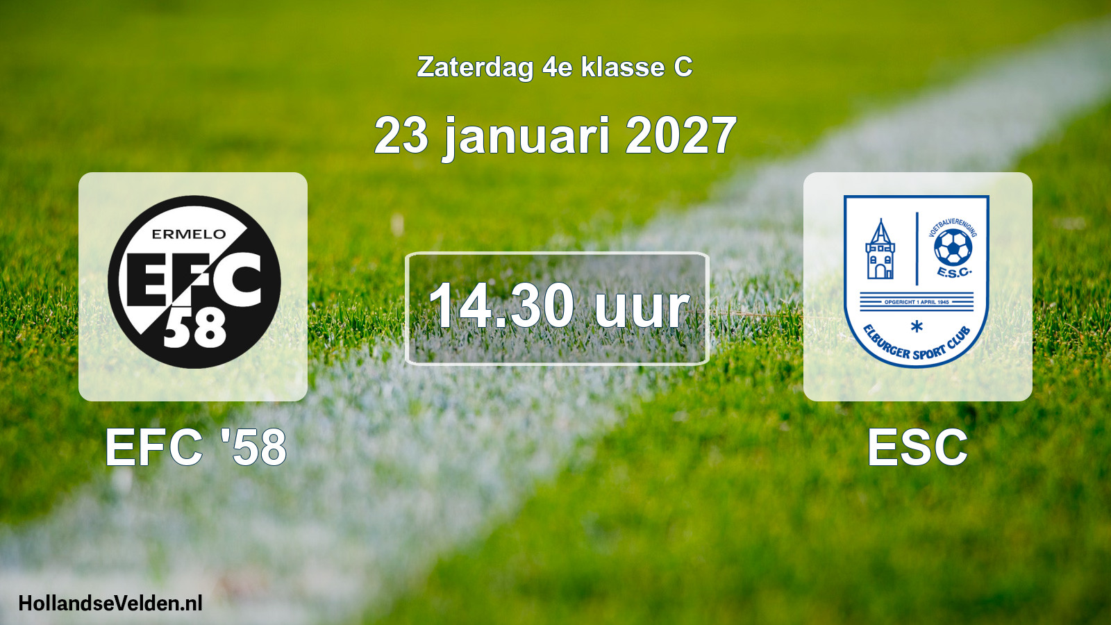 Geplande wedstrijd: EFC '58 - ESC (23 januari 2027)