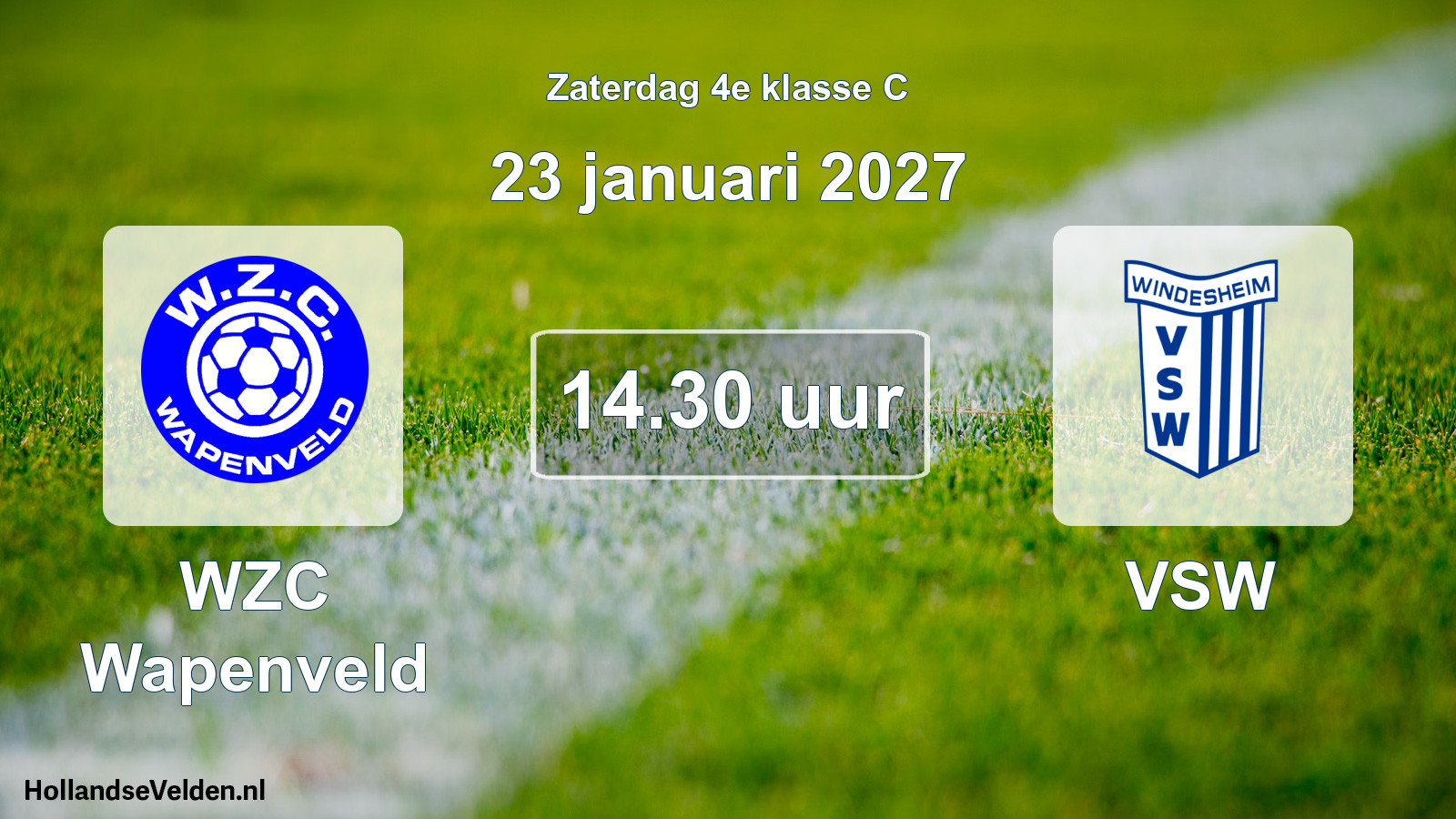 Geplande wedstrijd: WZC Wapenveld - VSW (23 januari 2027)