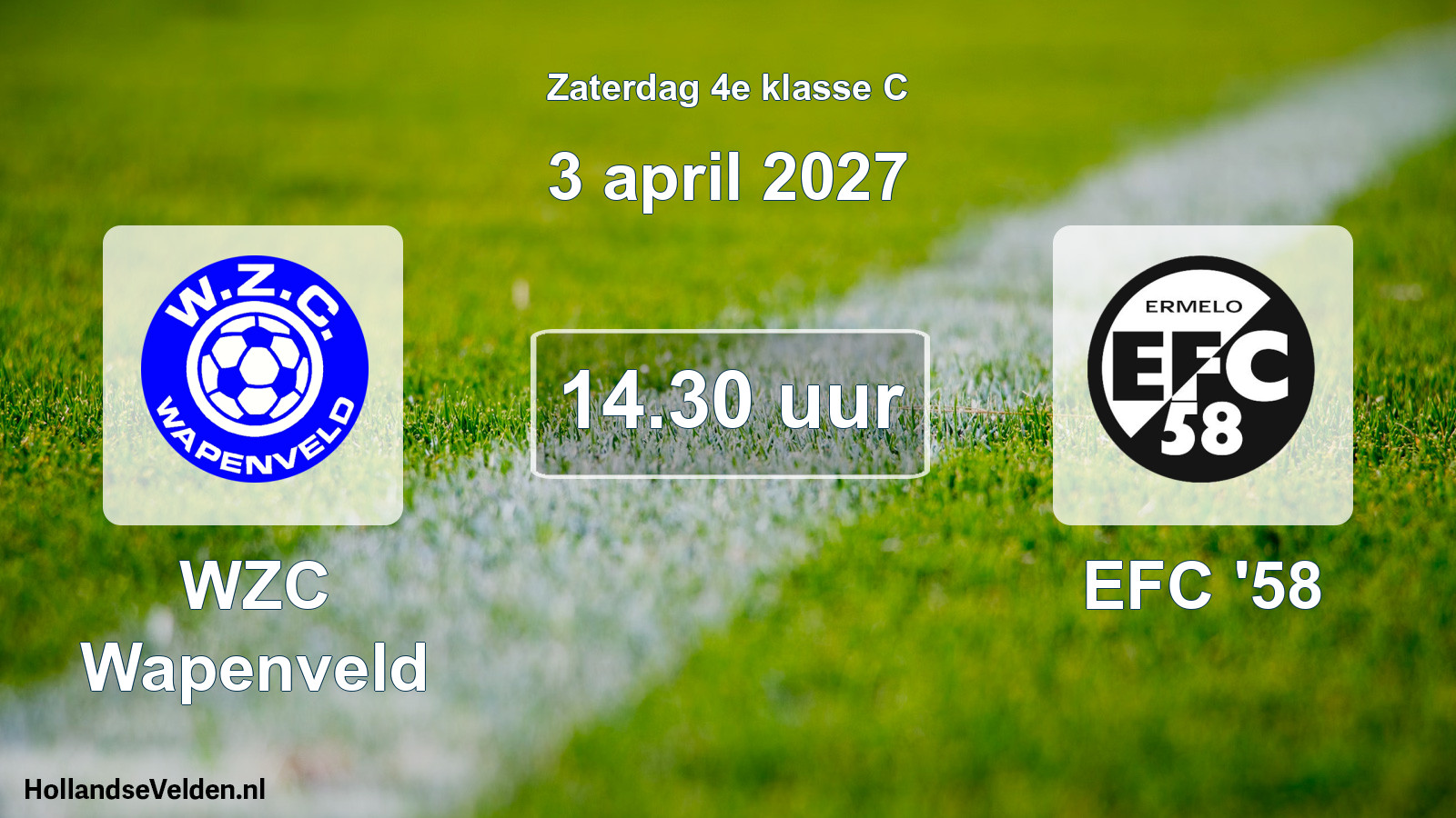 Geplande wedstrijd: WZC Wapenveld - EFC '58 (3 april 2027)