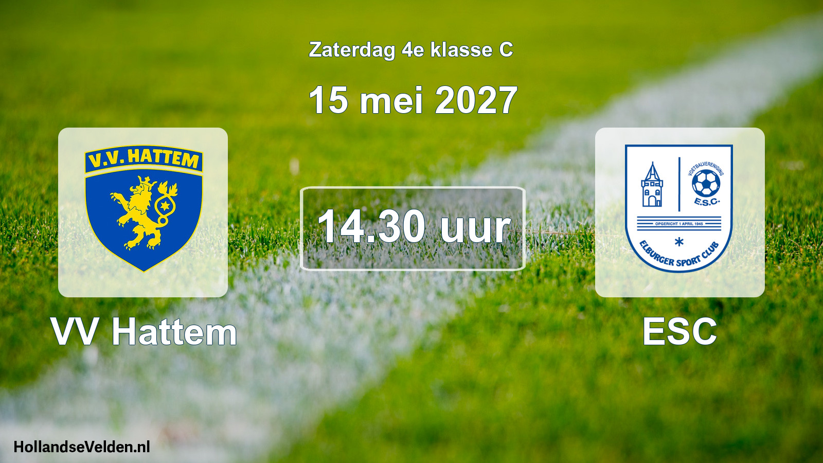 Geplande wedstrijd: VV Hattem - ESC (15 mei 2027)