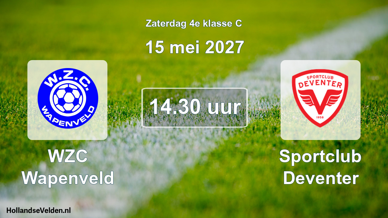 Geplande wedstrijd: WZC Wapenveld - Sportclub Deventer (15 mei 2027)