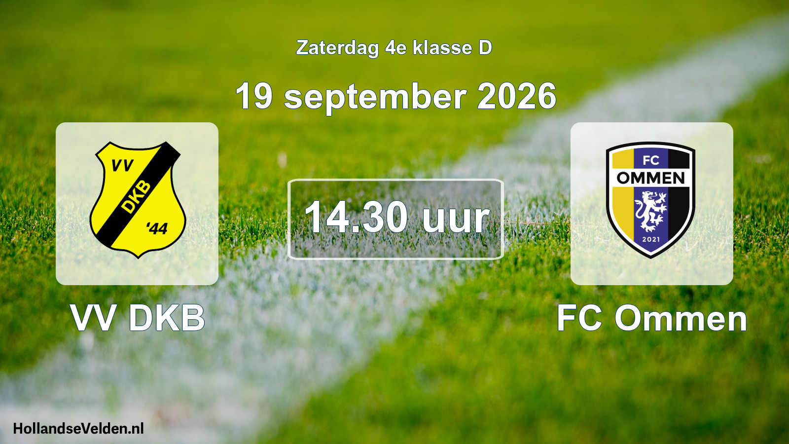 Geplande wedstrijd: VV DKB - FC Ommen (19 september 2026)