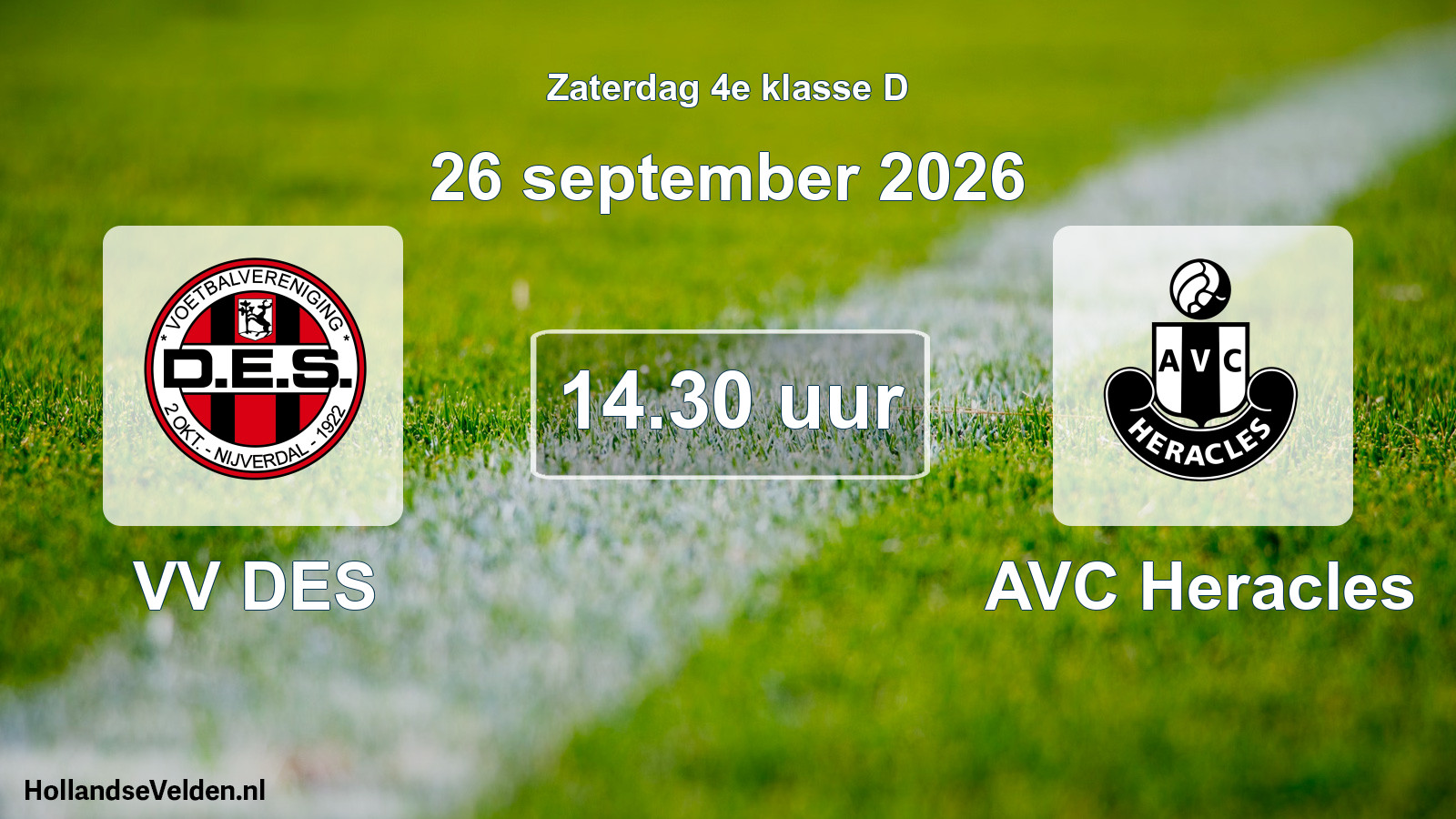 Geplande wedstrijd: VV DES - AVC Heracles (26 september 2026)