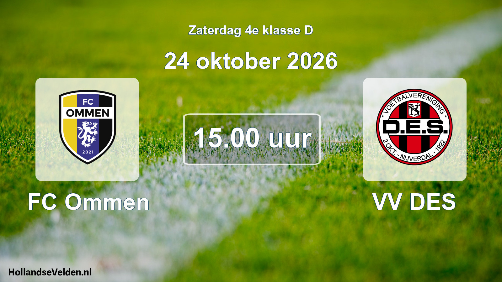 Geplande wedstrijd: FC Ommen - VV DES (24 oktober 2026)